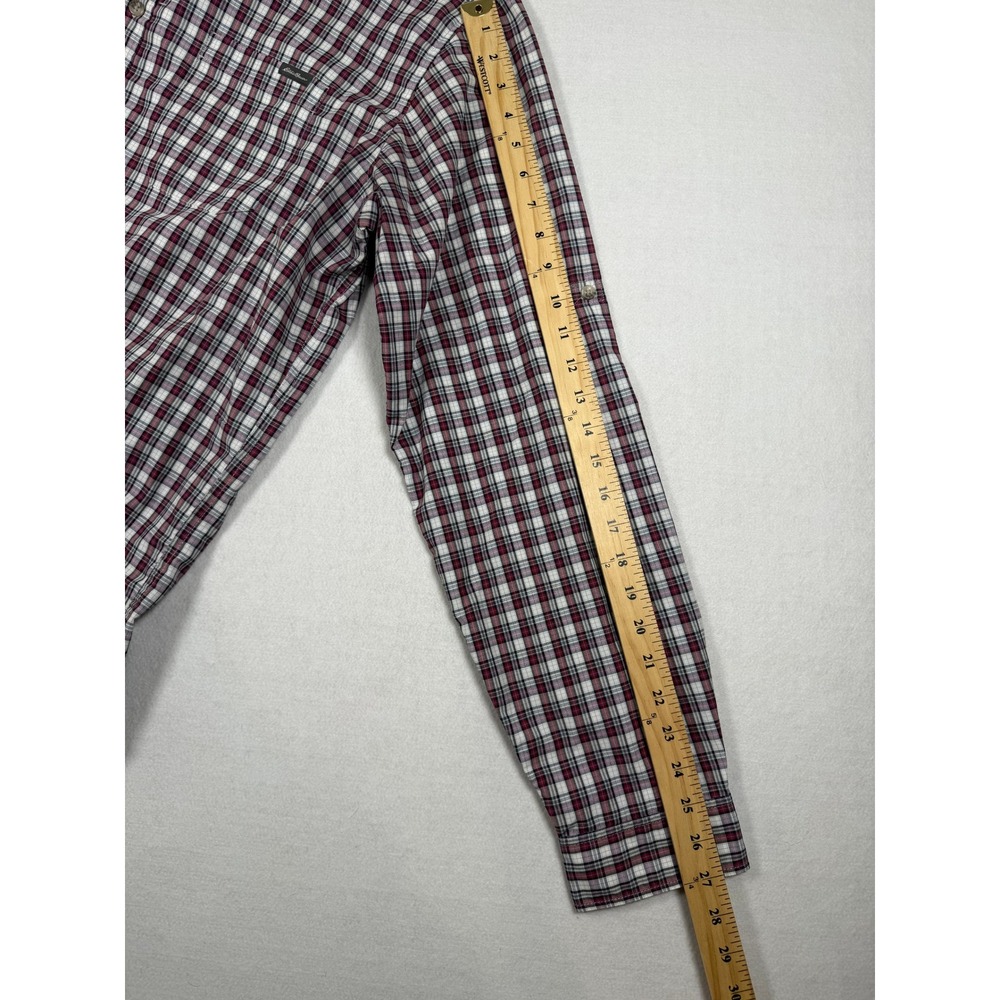 Eddie Bauer Mens XL Tall Classic Fit Plaid Button Down Shirt Red White Navy - Picture 10 of 11
